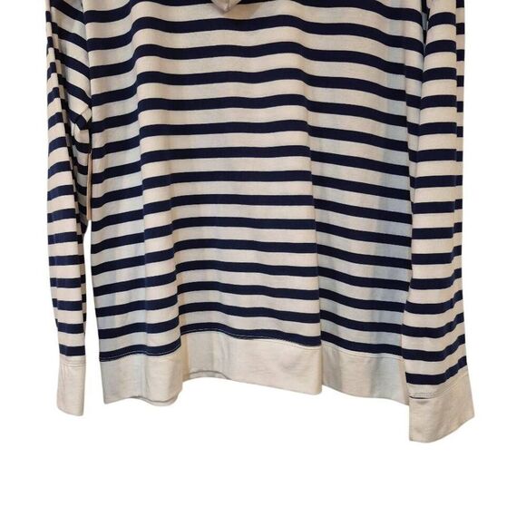 St. John's Bay Women's Navy & White Striped Cotton/Poly Lightweight Hoodie NEW - Picture 3 of 10